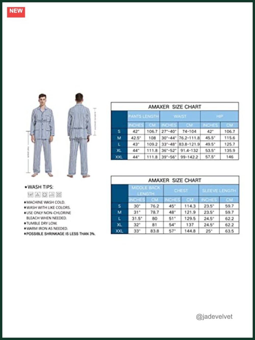 Men's 100% Cotton Pajama Set Long Sleeve Button Fly Pants - Picture 3 of 6